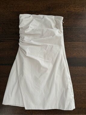 Abercrombie & Fitch White Strapless Ruched Dress